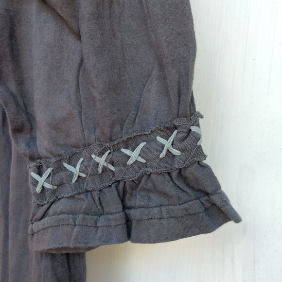 Kathmandu Imports Gray Boho Tunic w/ Embroidery & Wooden Buttons 3/4 Sleeve XS/S - Picture 5 of 16